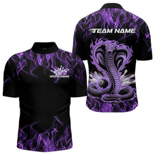 Load image into Gallery viewer, Custom Black And Purple Flame Cobra Snake Bowling Quarter-Zip Shirts For Men, Bowling Team Uniform IPHW8569
