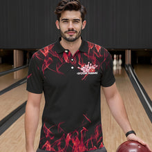 Load image into Gallery viewer, Custom Black And Red Flame Cobra Snake Bowling Polo Shirts For Men, Bowling Team Uniform IPHW8570