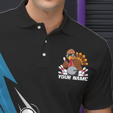 Load image into Gallery viewer, Black And Blue Custom Funny Turkey Thanksgiving Bowling Team Polo Shirts For Men IPHW8878