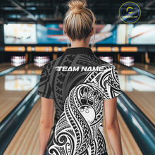 Load image into Gallery viewer, Custom Black And White Maori Style Koru Spiral Tribal Women Bowling Polo Team Shirt IPHW10949