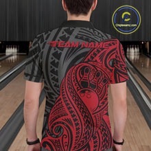 Load image into Gallery viewer, Custom Black And Red Maori Style Koru Spiral Tribal Men Bowling Polo Team Shirt IPHW10950