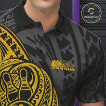 Load image into Gallery viewer, Custom Black And Yellow Maori Style Koru Spiral Tribal Men Bowling Polo Team Shirt IPHW10953