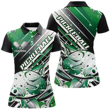 Load image into Gallery viewer, Custom Ladies Pickleball Polo Shirts, Black And Green Pickleball Outfit Pickleball Shirts IPHW6930