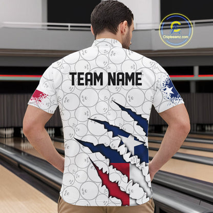 Custom Texas Flag Bowling Team Quarter-Zip Shirts For Men, Texas Bowling League Shirt IPHW9834
