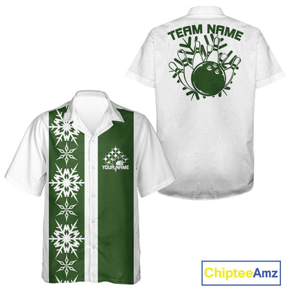 Custom Retro 50S Christmas Bowling Button Up Shirts, Vintage Xmas Bowling Shirt IPHW10106
