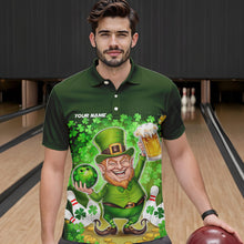 Load image into Gallery viewer, Funny Leprechaun And Beer Custom St Patricks Day Bowling Polo Shirts For Men, Irish Bowling IPHW8382