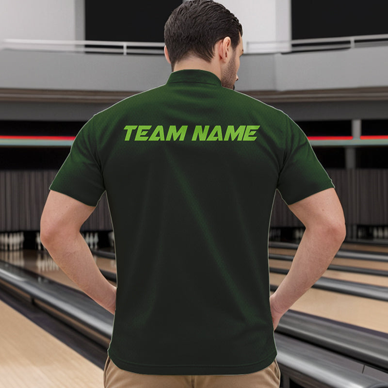 Funny Leprechaun And Beer Custom St Patricks Day Bowling Quarter-Zip Shirts For Men, Irish Bowling IPHW8382