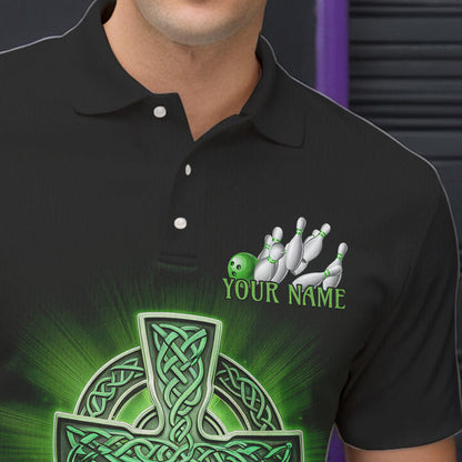 Custom Celtic Cross Faith Bowling Polo Team Shirts For Men, Bowlers Outfits IPHW8577