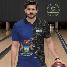 Load image into Gallery viewer, Michigan Flag Custom Bowling Team Shirts For Men, Patriotic Bowling League Shirt IPHW10717