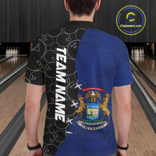 Load image into Gallery viewer, Michigan Flag Custom Bowling Team Shirts For Men, Patriotic Bowling League Shirt IPHW10717