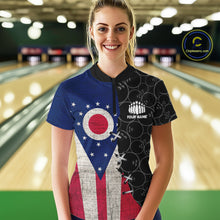 Load image into Gallery viewer, Ohio Flag Custom Bowling Team Shirts For Women, Patriotic Bowling League Shirt IPHW10720