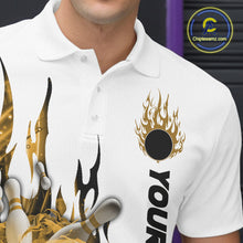 Load image into Gallery viewer, Custom Yellow Flame Bowling Team Jerseys, Bowling League Polo Shirt For Men IPHW10728