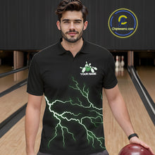 Load image into Gallery viewer, Custom Green Lightning Bowling Ball With Wings Bowling Men Team Shirt, Bowling Jerseys IPHW10730