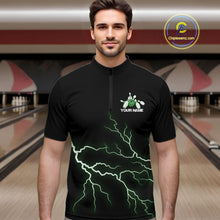 Load image into Gallery viewer, Custom Green Lightning Bowling Ball With Wings Bowling Men Team Shirt, Bowling Jerseys IPHW10730
