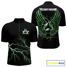 Load image into Gallery viewer, Custom Green Lightning Bowling Ball With Wings Bowling Men Team Shirt, Bowling Jerseys IPHW10730
