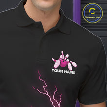 Load image into Gallery viewer, Custom Pink Lightning Bowling Ball With Wings Bowling Men Team Shirt, Bowling Jerseys IPHW10731