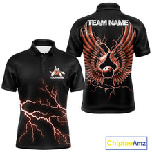 Load image into Gallery viewer, Custom Orange Lightning Bowling Ball With Wings Bowling Men Team Shirt, Bowling Jerseys IPHW10733