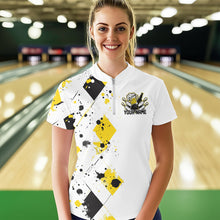 Load image into Gallery viewer, Yellow Argyle Pattern Custom Funny Bowling And Beer Team Quarter-Zip Shirts For Women IPHW8889