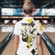 Load image into Gallery viewer, Yellow Argyle Pattern Custom Funny Bowling And Beer Team Quarter-Zip Shirts For Women IPHW8889