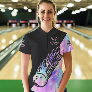 Strike Bowling Polo Shirts For Women, Custom Bowling Team Shirts Bowler Outfit IPHW5242