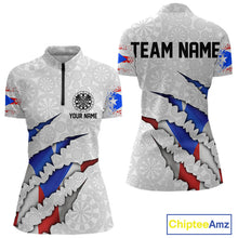 Load image into Gallery viewer, Custom Puerto Rico Flag Dart Team Quarter-Zip Shirt For Women, Puerto Rico Dart Jerseys IPHW10021