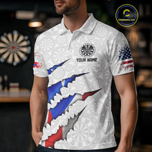 Load image into Gallery viewer, Custom Puerto Rico American Flag Dart Team Polo Shirt For Men, Patriotic Dart Jerseys IPHW10022