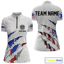Load image into Gallery viewer, Custom Puerto Rico American Flag Dart Women Quarter-Zip Shirt, Patriotic Dart Jerseys IPHW10022