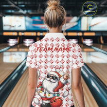 Load image into Gallery viewer, Custom Funny Santa Claus Christmas Bowling Women Polo Shirts, Xmas Bowling Team Shirt IPHW10111