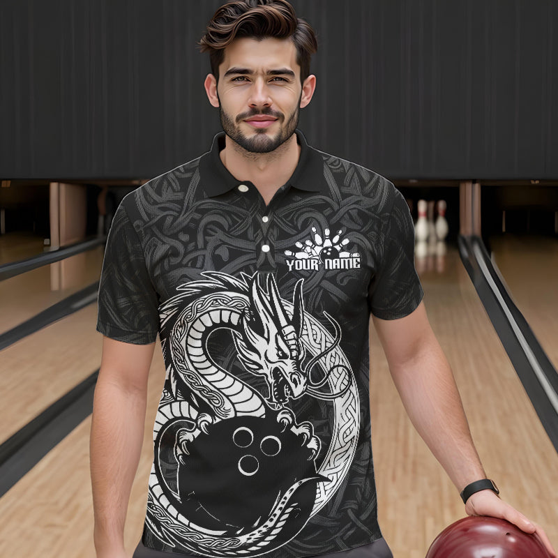 Custom Viking Dragon Bowling Polo Team Shirts For Men, Celtic Bowling Shirt IPHW8584