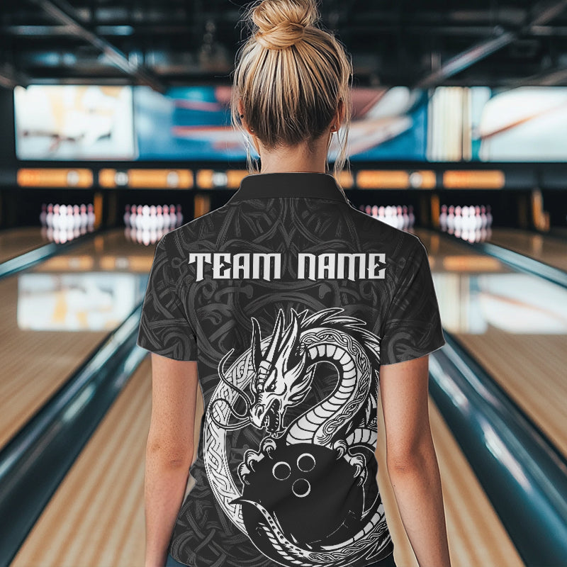 Custom Viking Dragon Bowling Polo Team Shirts For Women, Celtic Bowling Shirt IPHW8584