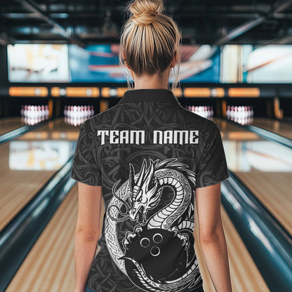 Custom Viking Dragon Bowling Polo Team Shirts For Women, Celtic Bowling Shirt IPHW8584