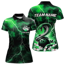 Load image into Gallery viewer, Green Thunder Lightning Custom Cobra Snake Bowling Polo Shirt For Women, Bowling Team Shirt IPHW8896