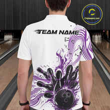 Load image into Gallery viewer, Custom Purple Music Flame Bowling Men Polo Shirt, Bowling League Shirt Bowler Jerseys IPHW10995