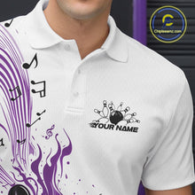 Load image into Gallery viewer, Custom Purple Music Flame Bowling Men Polo Shirt, Bowling League Shirt Bowler Jerseys IPHW10995