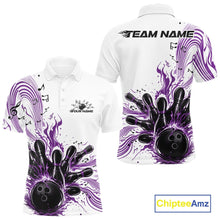 Load image into Gallery viewer, Custom Purple Music Flame Bowling Men Polo Shirt, Bowling League Shirt Bowler Jerseys IPHW10995