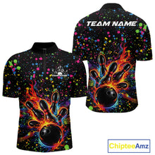 Load image into Gallery viewer, Custom Colorful Splatter Music Flame Bowling Men Quarter-Zip Shirt, Music Bowling Jerseys IPHW11002