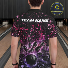 Load image into Gallery viewer, Custom Pink And Purple Splatter Music Flame Bowling Men Polo Shirt, Music Bowling Jerseys IPHW11006