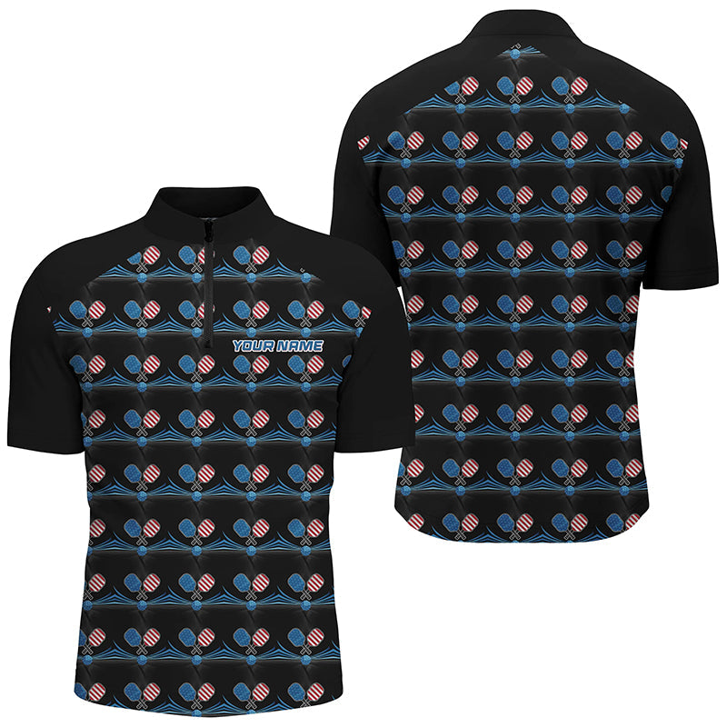 Custom American Flag Pickleball Polo Shirts For Men, Patriotic Pickleball Jerseys For Team IPHW6940