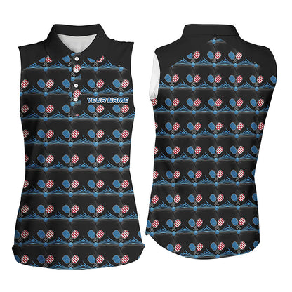Custom American Flag Pickleball Polo Shirts, Patriotic Pickleball Jerseys For Women IPHW6940