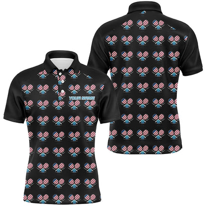 Personalized American Flag Pickleball Polo Shirts For Men, Patriotic Pickleball Jerseys For Team IPHW6941
