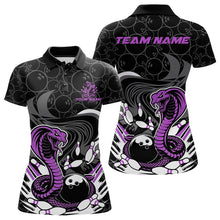 Load image into Gallery viewer, Custom Black And Purple Cobra Snake Bowling Women Polo Shirts, Cobra Bowling Team Shirt IPHW9700