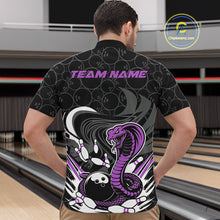 Load image into Gallery viewer, Custom Black And Purple Cobra Snake Bowling Quarter-Zip Shirts For Men, Cobra Bowling Team Shirt IPHW9700