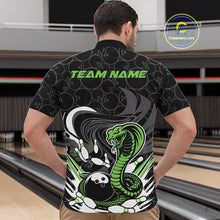 Load image into Gallery viewer, Custom Black And Green Cobra Snake Bowling Quarter-Zip Shirts For Men, Cobra Bowling Team Shirt IPHW9701
