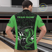 Load image into Gallery viewer, Custom Green Cobra Snake Bowling Team Men Quarter-Zip Shirts, Bowling Pattern Shirt IPHW9704