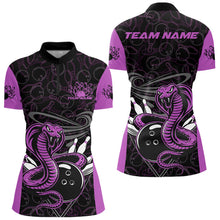 Load image into Gallery viewer, Custom Purple Cobra Snake Bowling Team Women Quarter-Zip Shirts, Bowling Pattern Shirt IPHW9705
