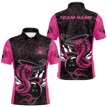 Load image into Gallery viewer, Custom Pink Cobra Snake Bowling Team Men Polo Shirts, Bowling Pattern Shirt IPHW9707