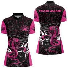 Load image into Gallery viewer, Custom Pink Cobra Snake Bowling Team Women Quarter-Zip Shirts, Bowling Pattern Shirt IPHW9707