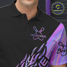 Load image into Gallery viewer, Custom Hologram Flame Strike Bowling Polo Shirts For Men, Bowling Team Bowler Outfit IPHW9858