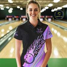 Load image into Gallery viewer, Custom Hologram Flame Strike Bowling Polo Shirts For Women, Bowling Team Bowler Outfit IPHW9858