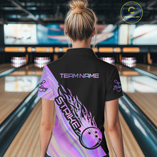 Load image into Gallery viewer, Custom Hologram Flame Strike Bowling Polo Shirts For Women, Bowling Team Bowler Outfit IPHW9858